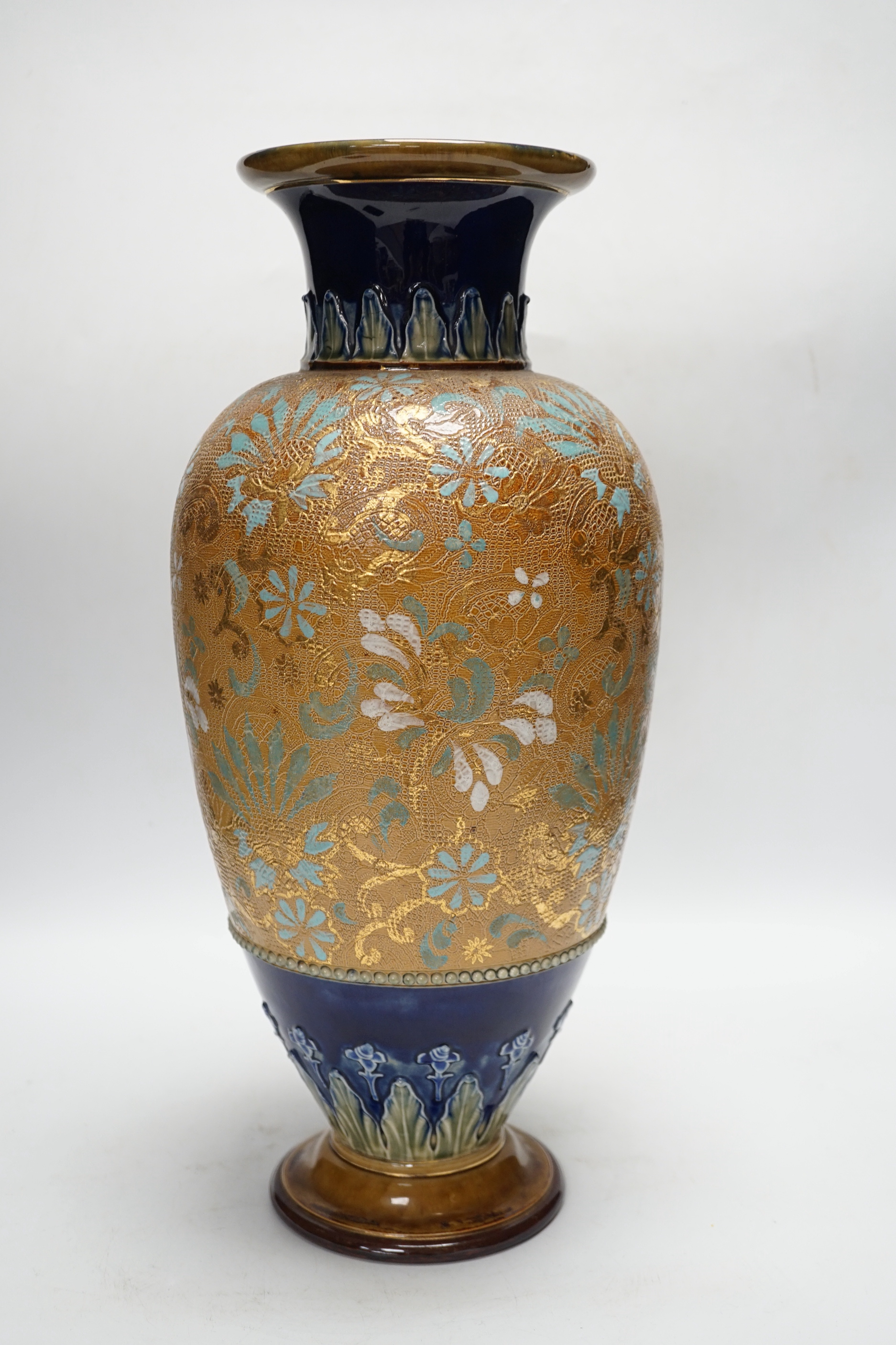 A large Royal Doulton & Slater’s patent stoneware vase, 43cm